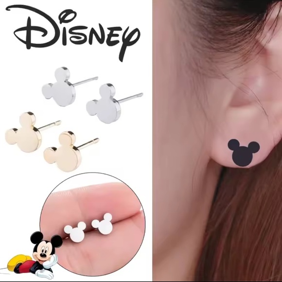 MICKEY SILVER Minimalist Stainless Steel Stud Earrings With Gift Bag - Picture 2 of 6